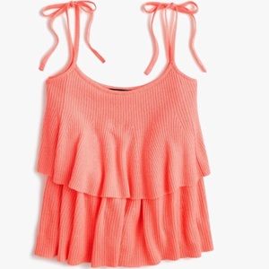 NWT J Crew neon orange flame tiered tank top